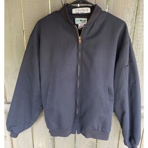 UniWear Jacket  Medium Blue Quilt Lined Insulated Full Zip Hip Y2K Work Mechanic